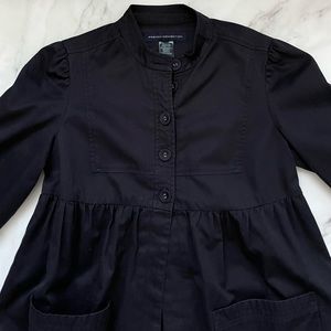 French Connection 3/4 sleeve length navy blue button up thin jacket